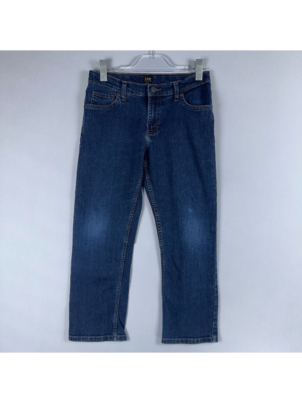 Lee Jeans Boys Size 12 Husky Straight Fit Mid Rise Blue Dark Wash